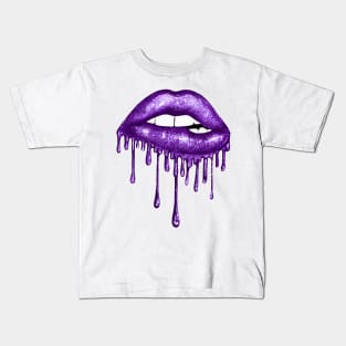 Dripping Deep Purple Lips Kids T-Shirt